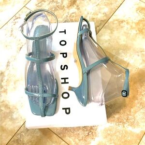 New In Box Topshop Blue Nika Cage Sandal Mini Heel Sz 6.5